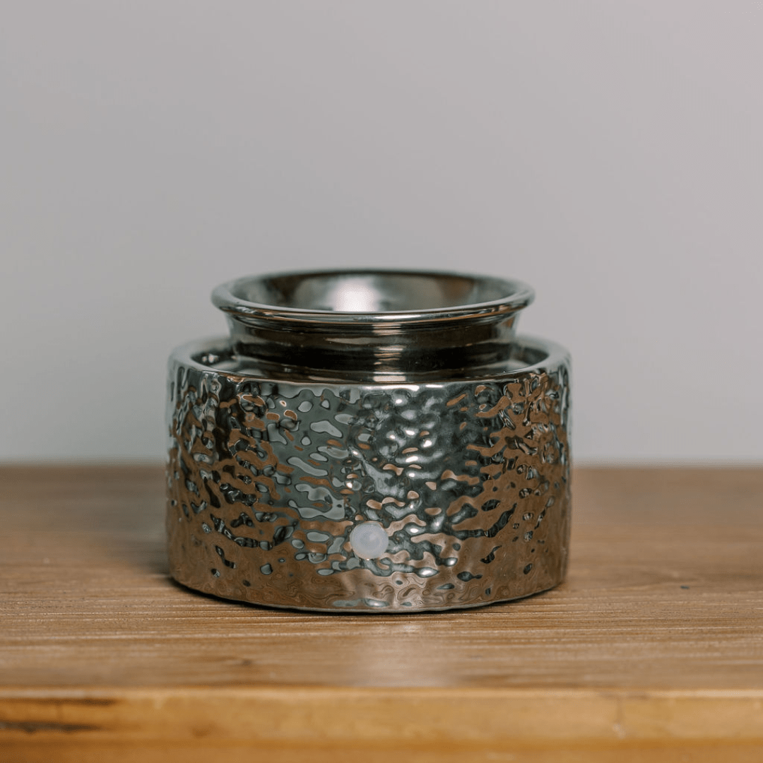 silver hammered metal tart warmer