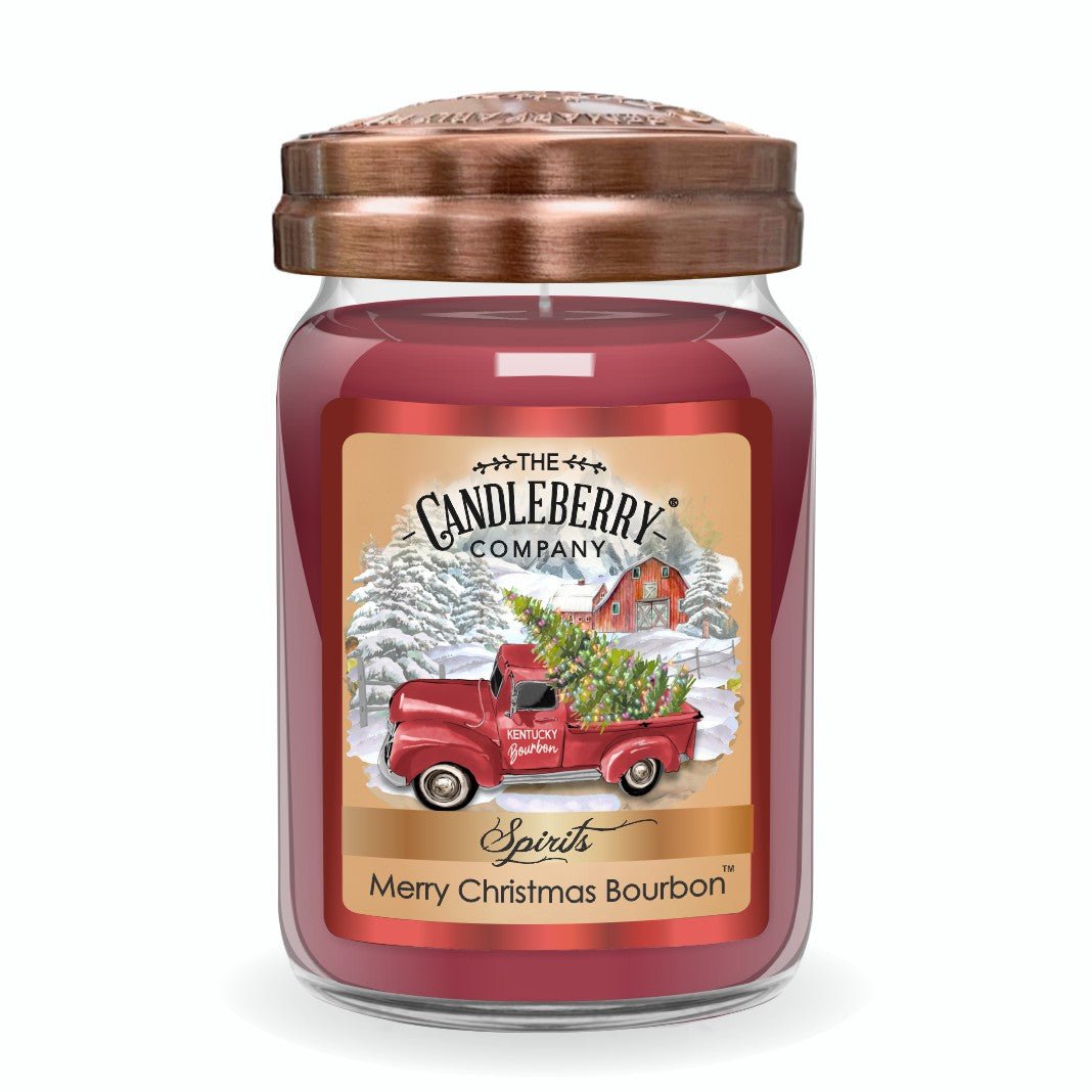 SPIRITS - LARGE JAR - MERRY CHRISTMAS BOURBON  - kentucky whiskey barrel best powerful candles premium scented strong original fine home fragrance soy coconut vegan concentrated tasting jim beam jack daniels buffalo tra